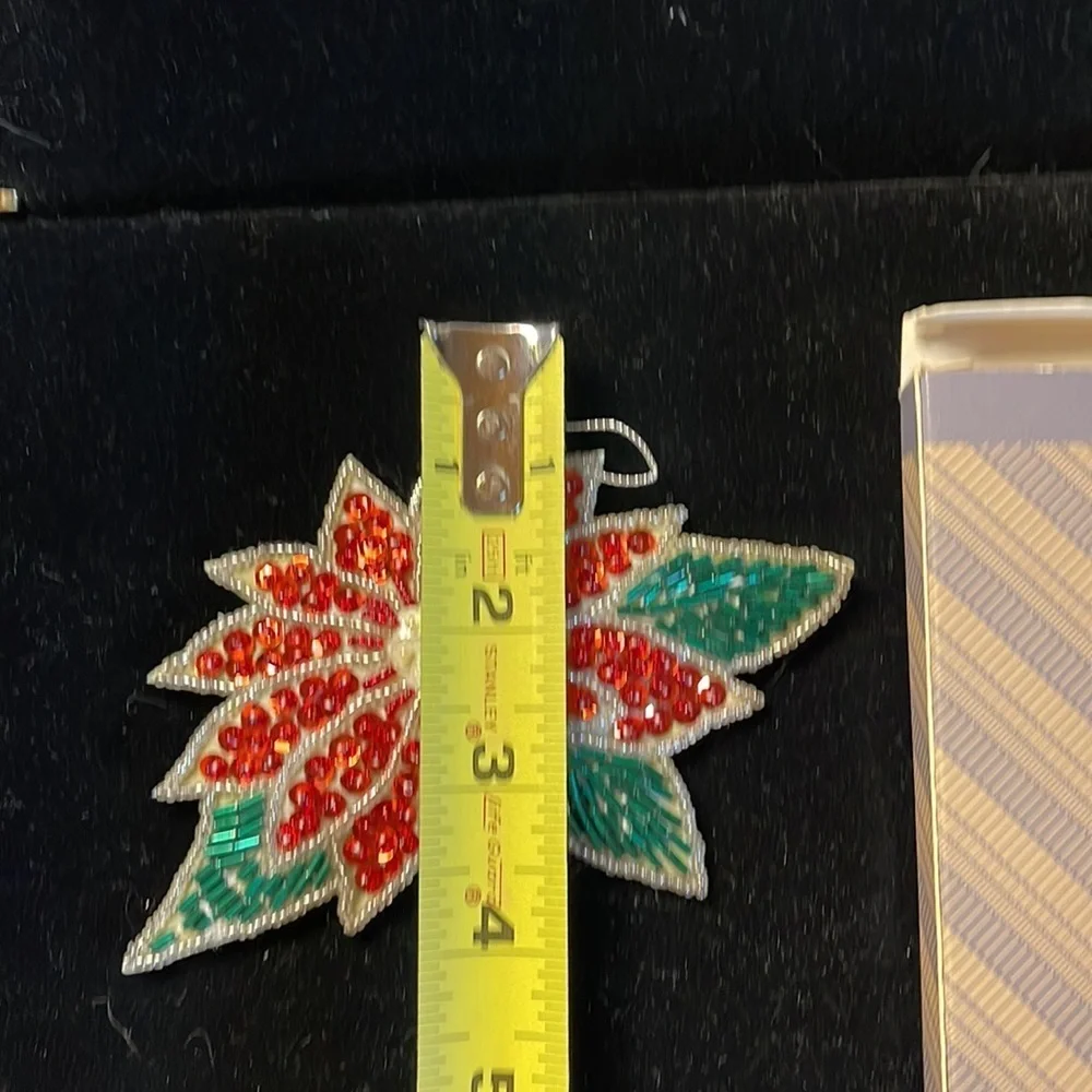 Avon Vintage Collectible Shimmering Poinsettia Christmas Ornament- Sequins